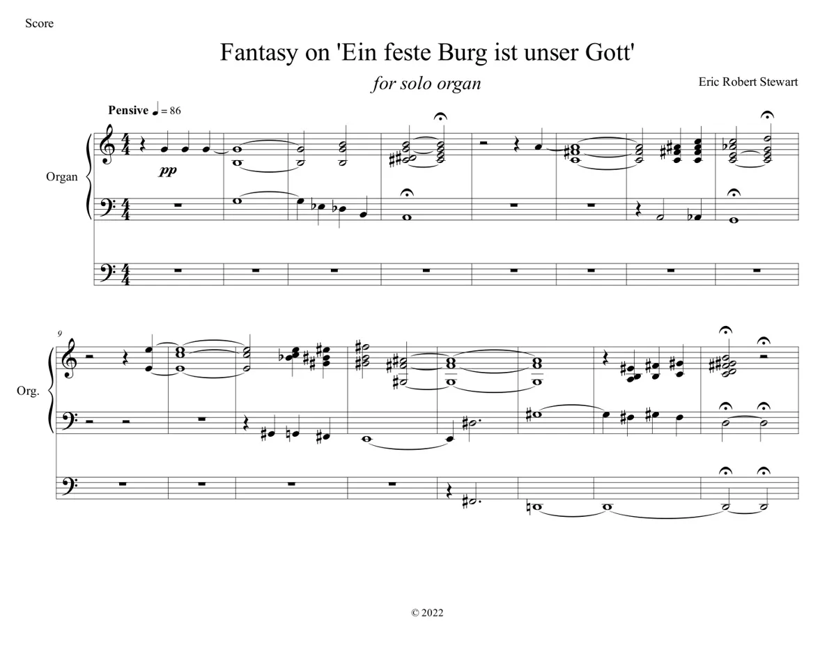 Fantasy on ‘Ein feste Burg ist unser Gott’ for solo organ (2022)